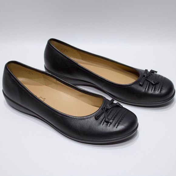 NWOB Hotter Made in UK Black Leather Comfort Ballet Flats ~ Women Size 11 (9 UK) - Picture 5 of 13